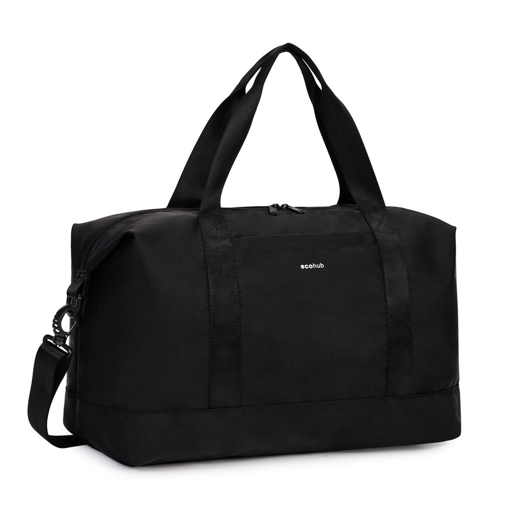 ECOHUB Easyjet 30L Cabin Bag - 45x36x20 Underseat Travel Flight Bag with Foldable Carry On, Removable Wet Pocket, Waterproof Overnight Holdall for Women (Black)