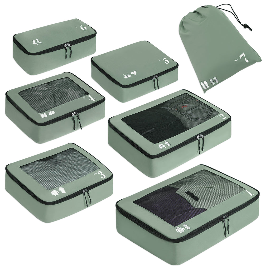 ECOHUB Packing Cubes 7 PCS Travel Organiser - Recycled PET Eco Friendly Shoes & Accessories Storage Bags