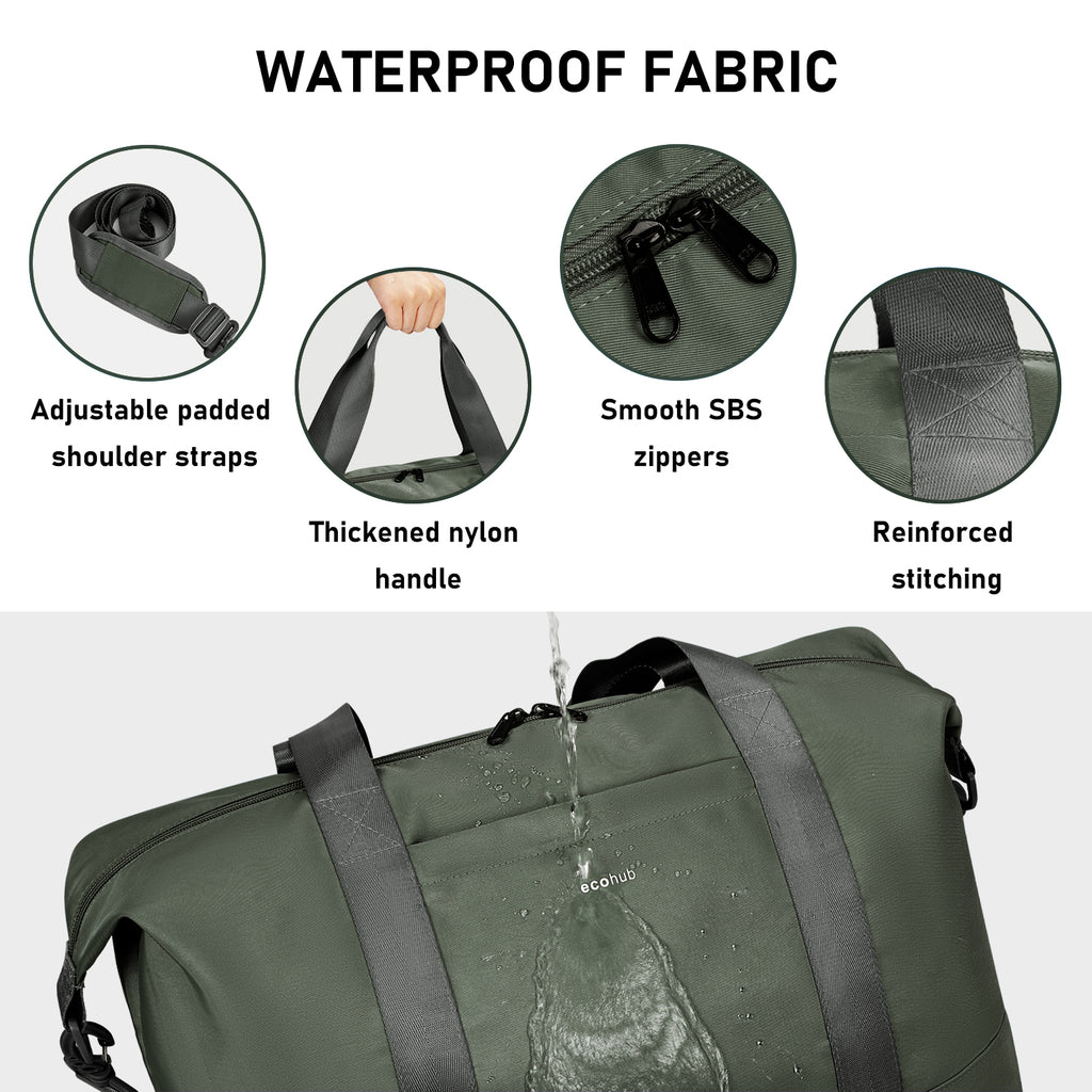 ECOHUB Easyjet 30L Cabin Bag 45x36x20 Underseat Travel Flight Bag Foldable Carry On with Removable Wet Pocket Waterproof Overnight for Women (Green)
