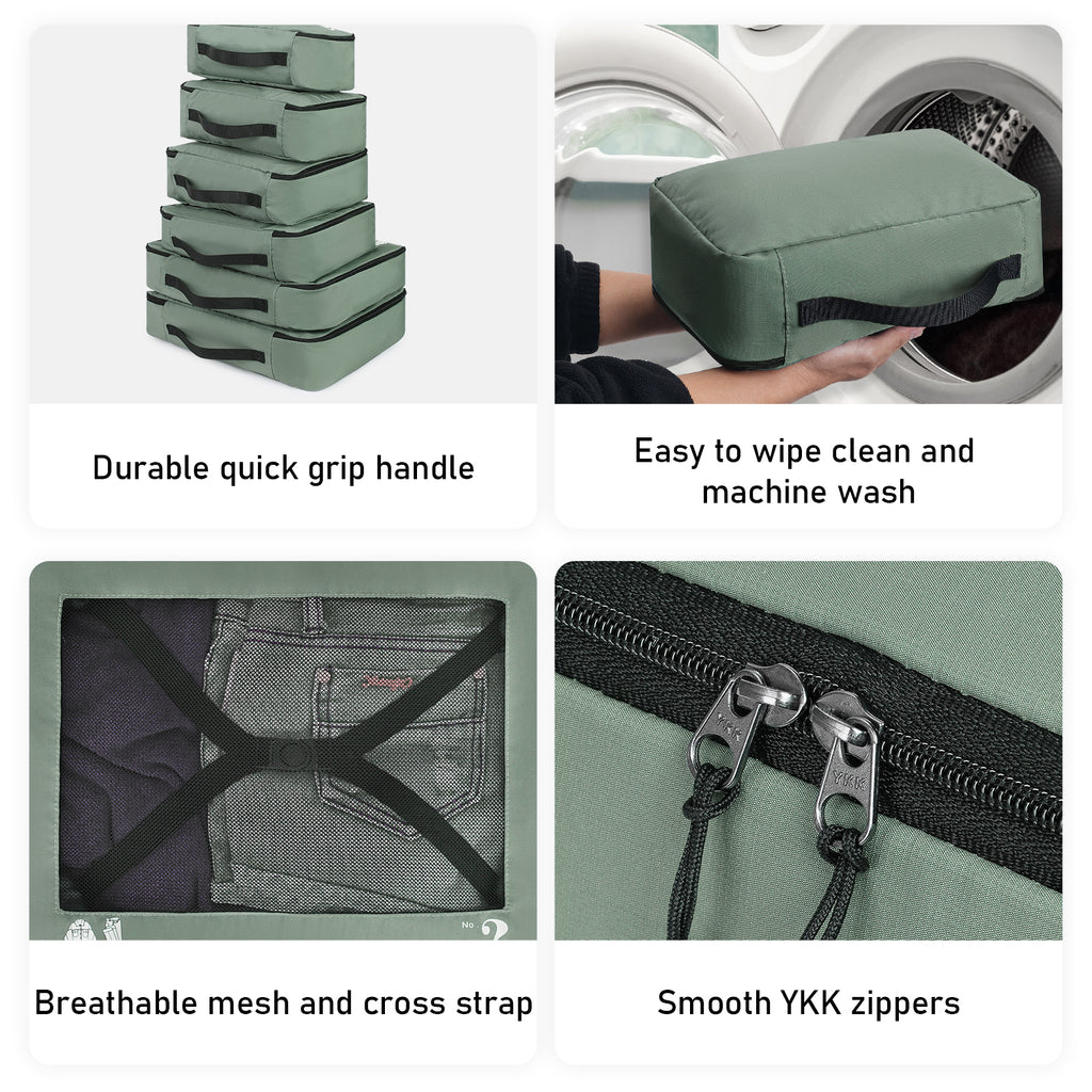 ECOHUB Packing Cubes 7 PCS Travel Organiser - Recycled PET Eco Friendly Shoes & Accessories Storage Bags