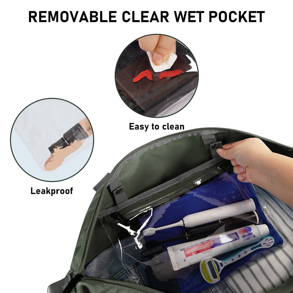 ECOHUB Easyjet 30L Cabin Bag 45x36x20 Underseat Travel Flight Bag Foldable Carry On with Removable Wet Pocket Waterproof Overnight for Women (Green)