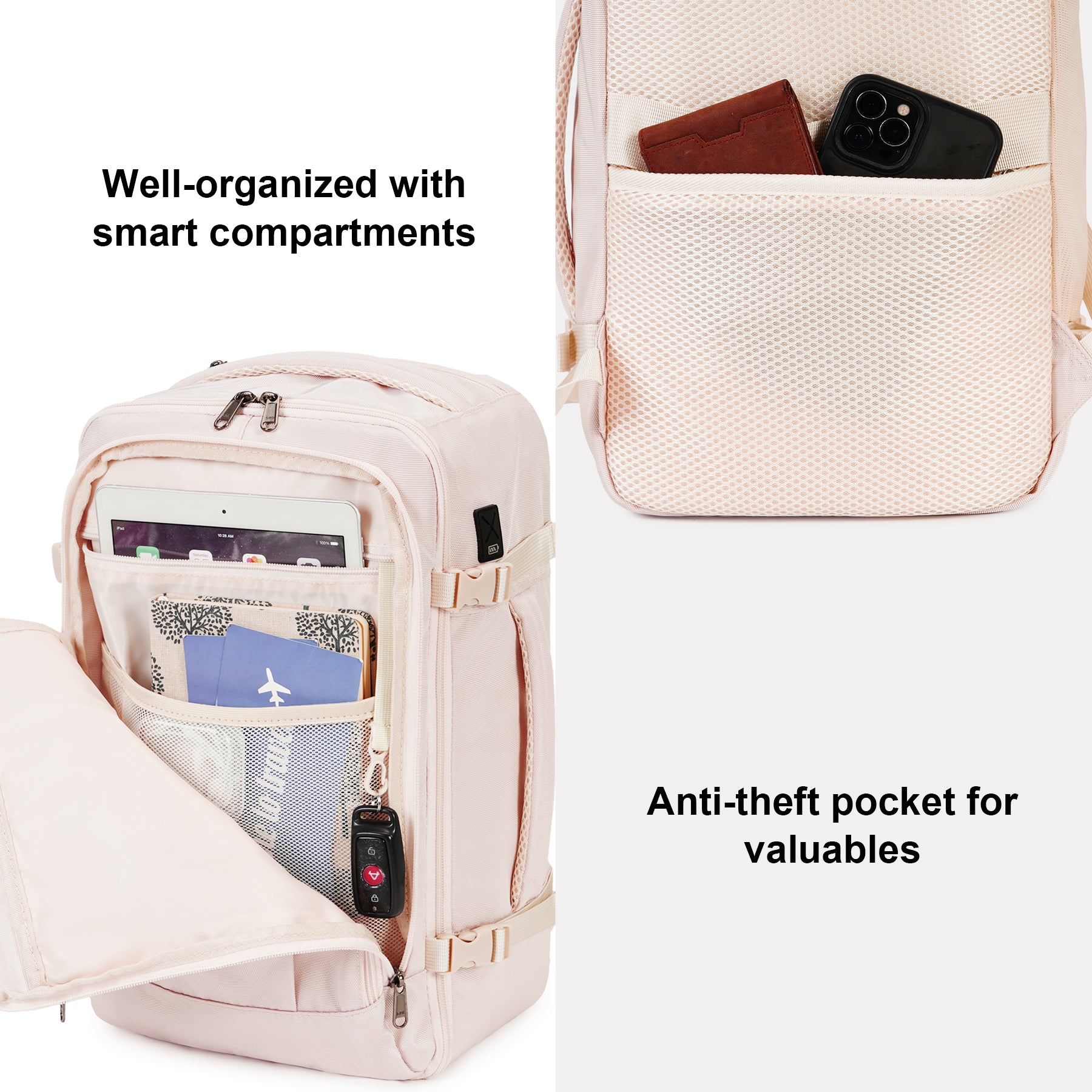 ECOHUB 20L Max Ryanair Cabin Bag 40x20x25 Underseat Backpack Carry on Bag Hand Luggage Backpack with USB Port Recycled PET Eco Friendly Rucksack for Women & Men(Patented)