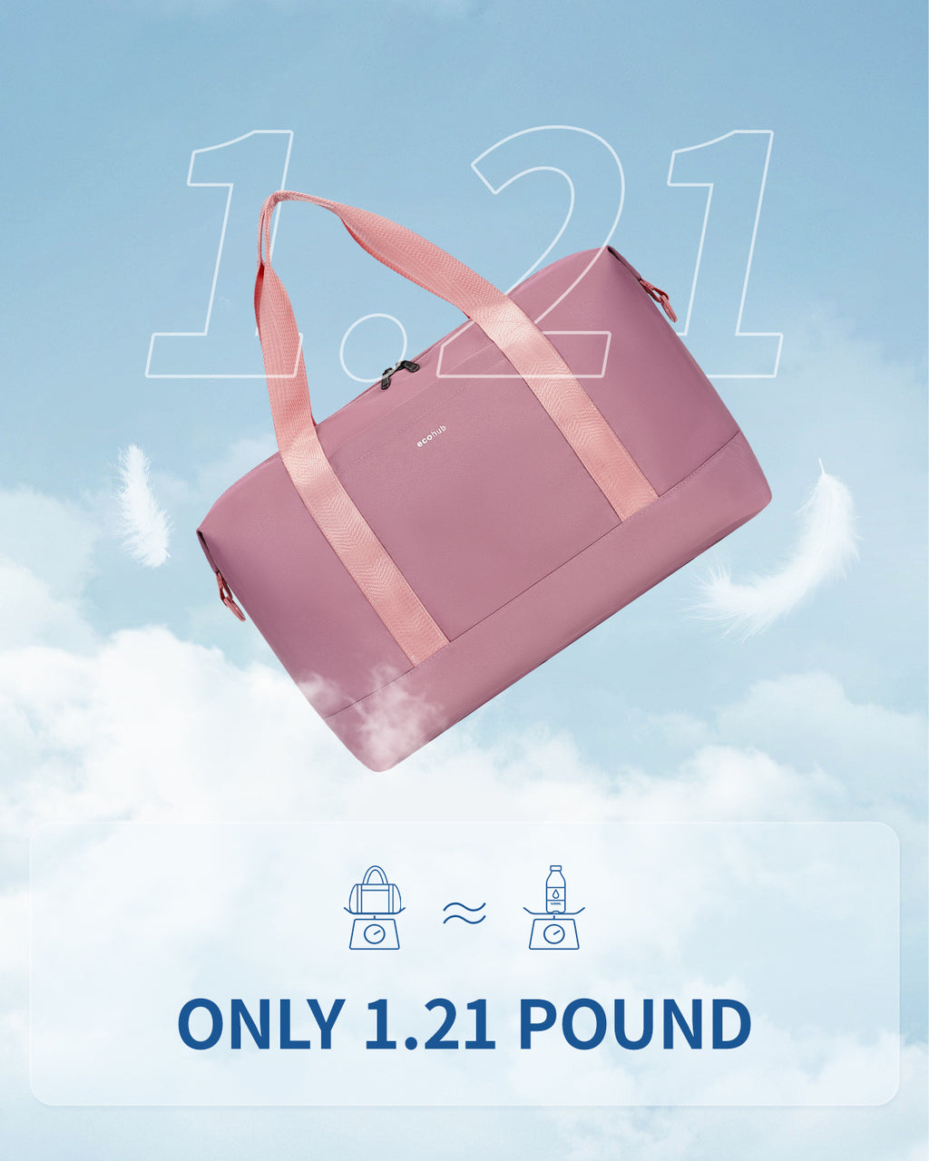 ECOHUB Easyjet 30L Cabin Bag - 45x36x20cm Foldable Carry On Bag with Removable Wet Pocket, Waterproof, Overnight/Pink