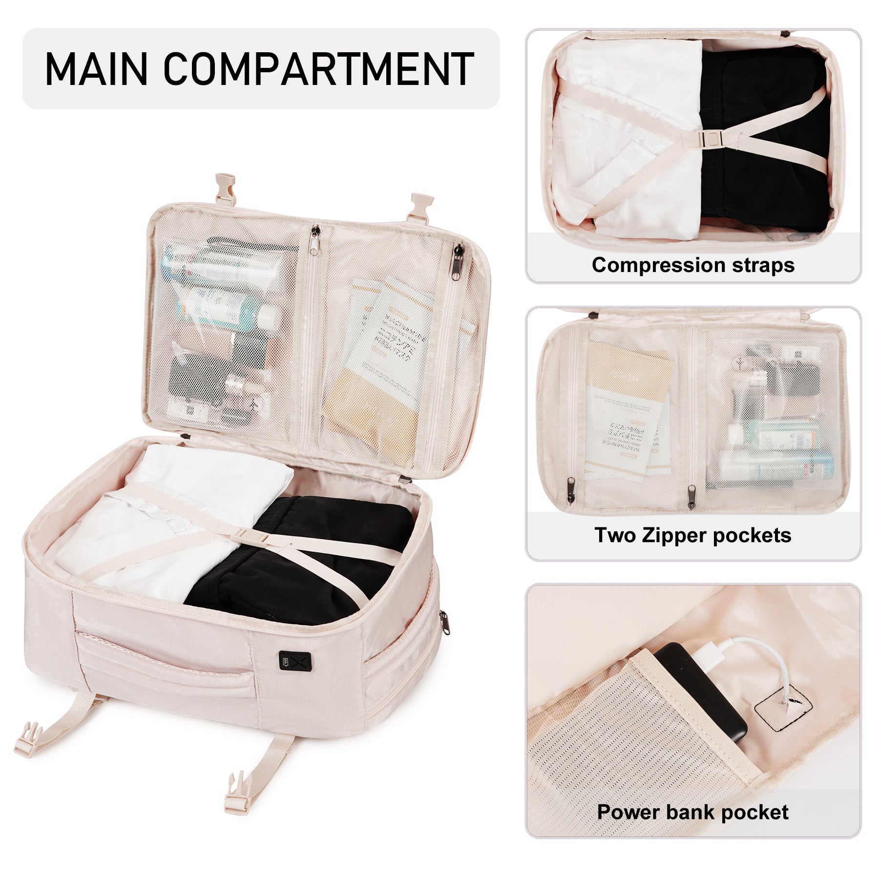 ECOHUB 20L Max Ryanair Cabin Bag 40x20x25 Underseat Backpack Carry on Bag Hand Luggage Backpack with USB Port Recycled PET Eco Friendly Rucksack for Women & Men(Patented)