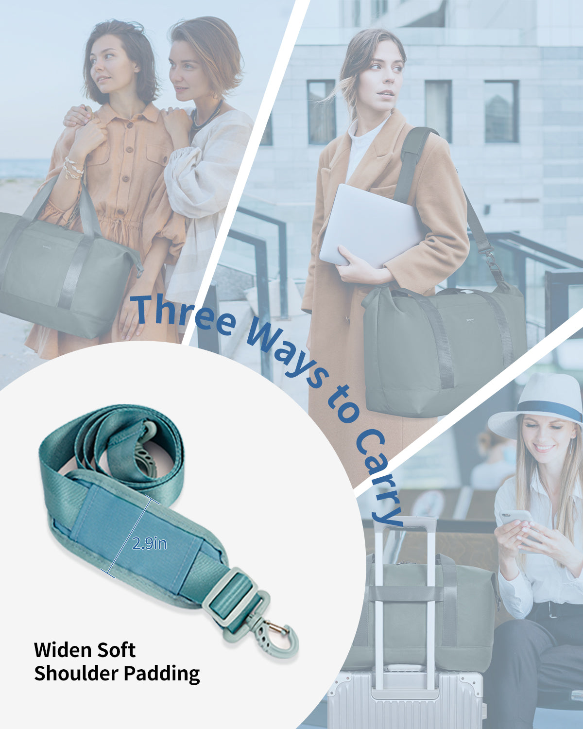 ECOHUB Easyjet 30L Cabin Bag 45x36x20 Underseat Travel Flight Bag Foldable Carry On with Removable Wet Pocket Waterproof Overnight for Women (Grey)