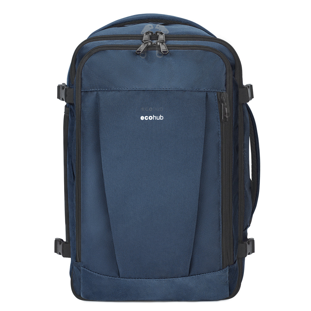ECOHUB Ryanair Cabin Bags 40x30x20, Underseat Travel Bag with 9 Pockets, Recycled PET Eco Friendly Hand Luggage Backpack, Lightweight Rucksack for Women & Men, Carry on Bag with USB Port,