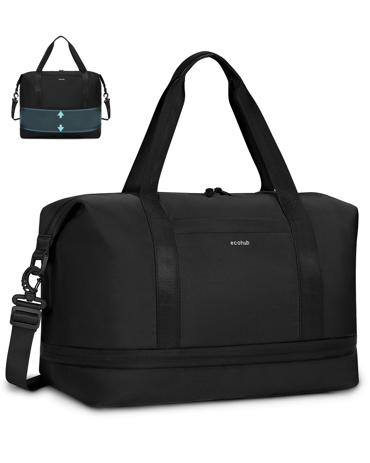 ECOHUB for Ryanair Cabin Bags 40x30x20, Expandable Underseat Hand Luggage Bag, Foldable Carry On Bag with Removable Wet Pocket, Water-Resistant Overnight Hospital Weekend Bag for Women