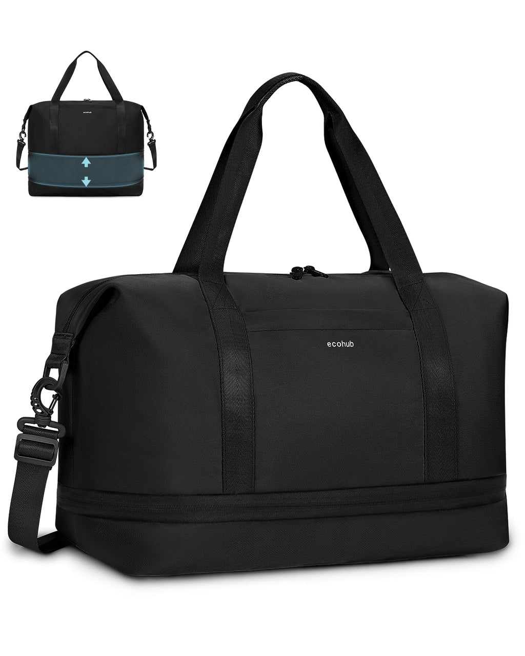 ECOHUB for Ryanair Cabin Bags 40x30x20, Expandable Underseat Hand Luggage Bag, Foldable Carry On Bag with Removable Wet Pocket, Water-Resistant Overnight Hospital Weekend Bag for Women