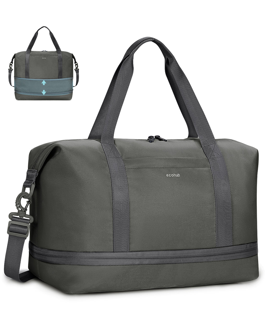 ECOHUB for Ryanair Cabin Bags 40x30x20, Expandable Underseat Hand Luggage Bag, Foldable Carry On Bag with Removable Wet Pocket, Water-Resistant Overnight Hospital Weekend Bag for Women