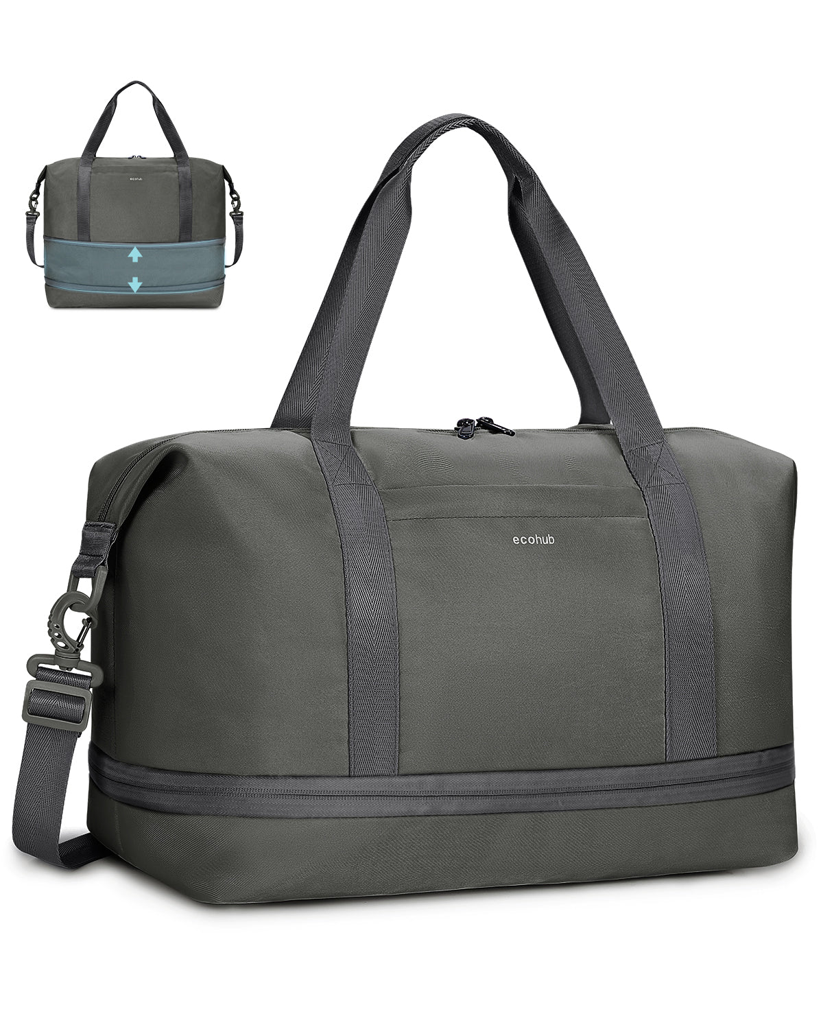 ECOHUB for Ryanair Cabin Bags 40x30x20, Expandable Underseat Hand Luggage Bag, Foldable Carry On Bag with Removable Wet Pocket, Water-Resistant Overnight Hospital Weekend Bag for Women