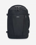Black carry-on travel backpack front view