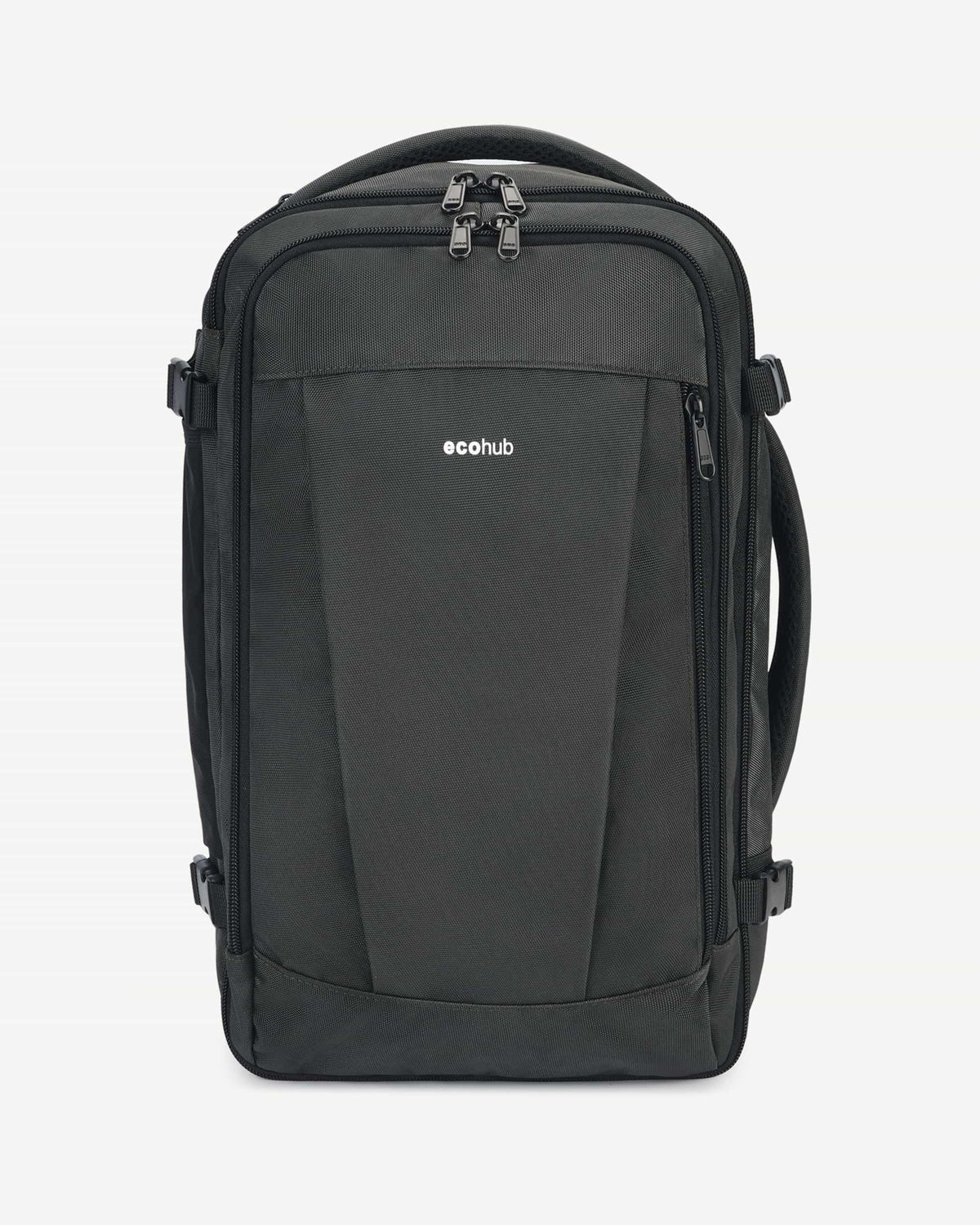 Dark gray carry-on travel backpack front view