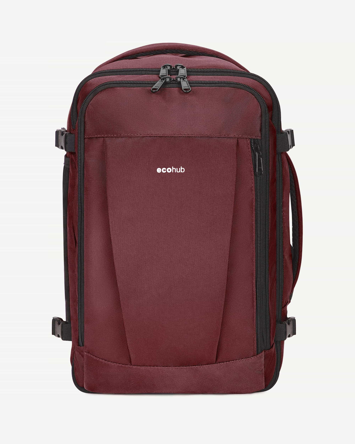 Red carry-on travel backpack front view