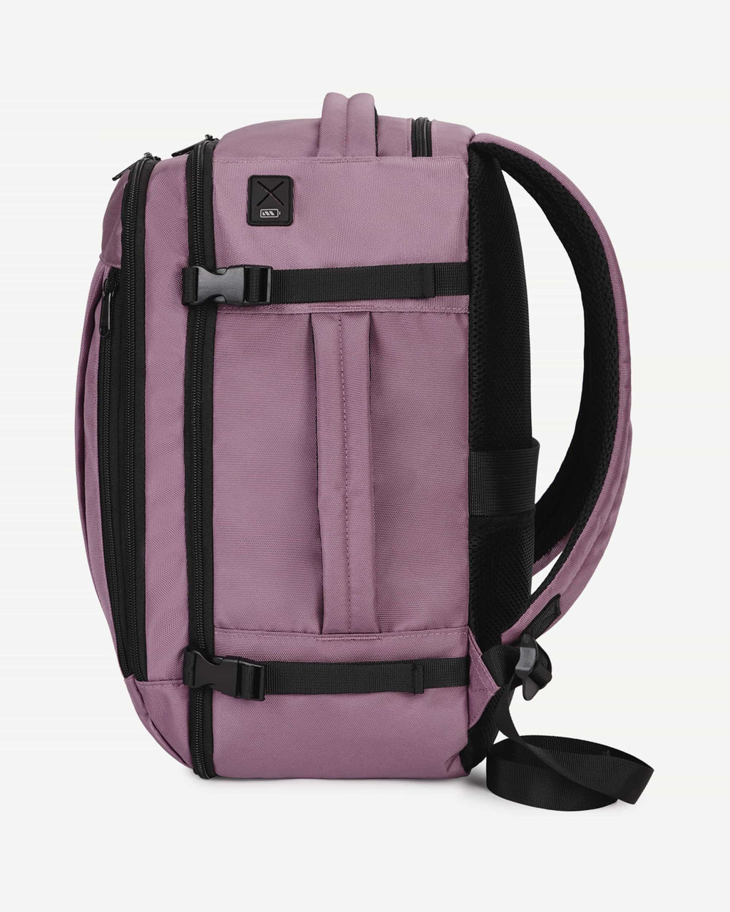 Pink carry-on travel backpack rear view