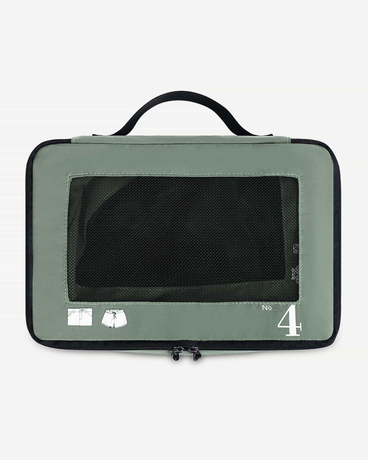 Sage Green packing cubes shown being packed for a trip
