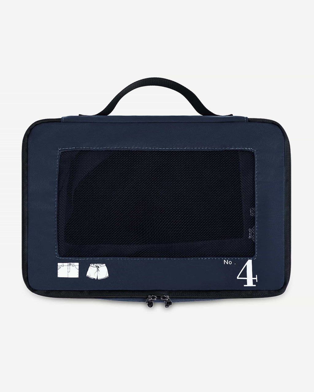 Dark Blue packing cubes shown being packed for a trip