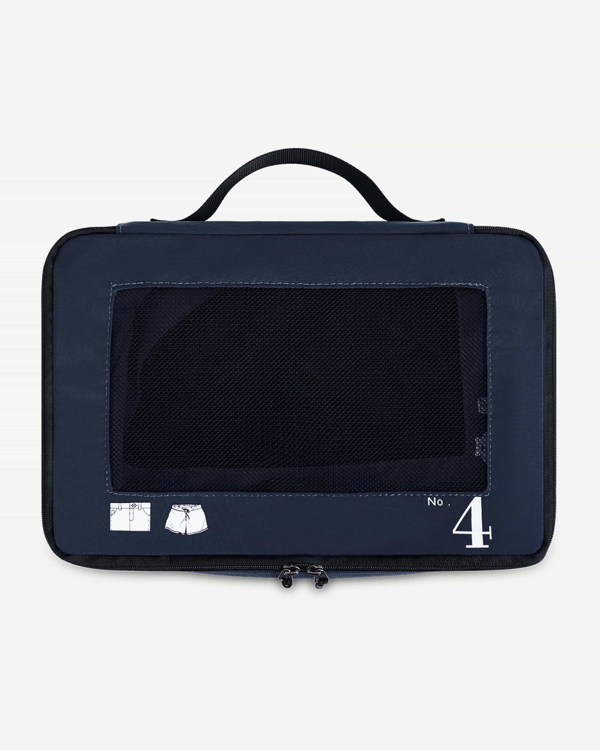 Dark Blue packing cubes shown being packed for a trip