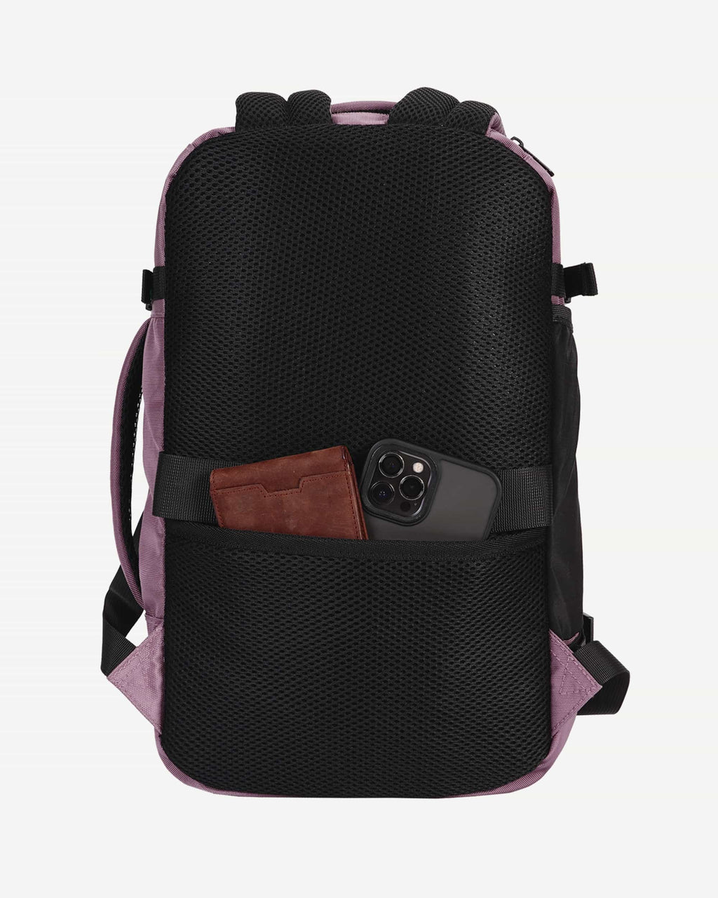 Pink carry-on travel backpack side profile