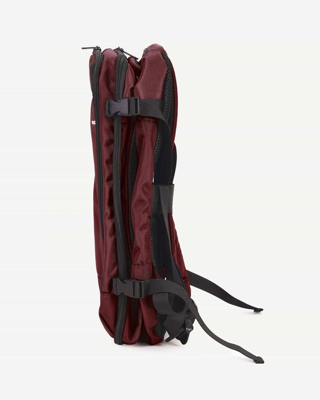 Red carry-on travel backpack side profile