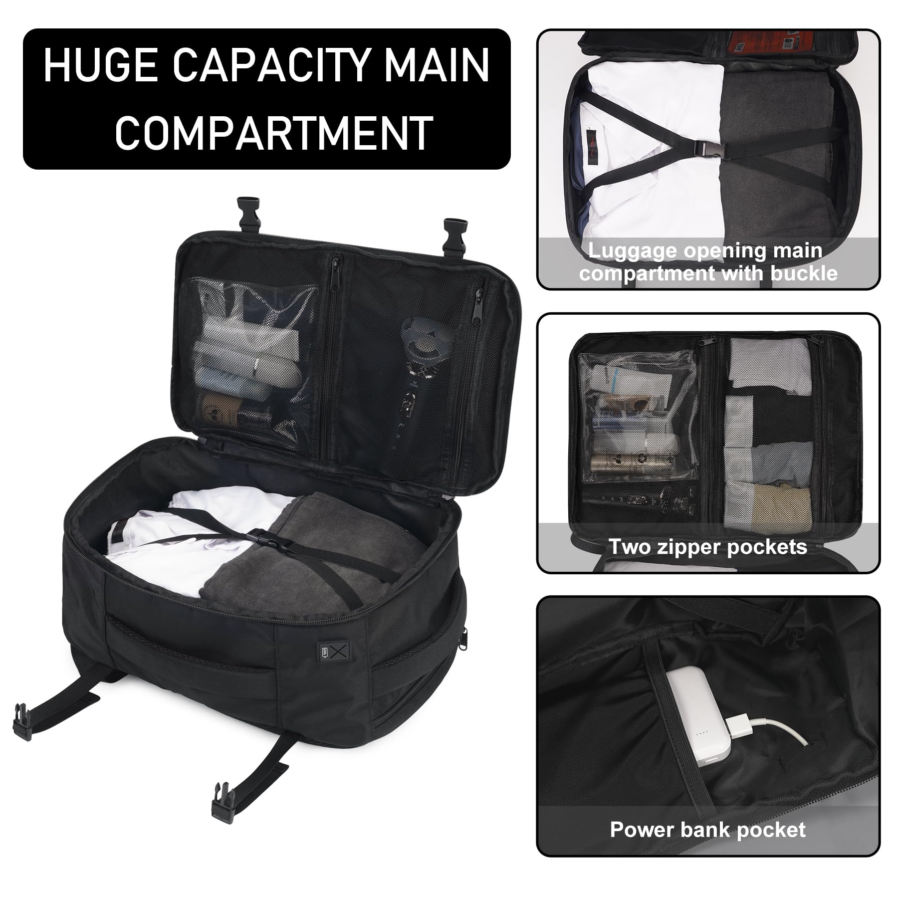 ECOHUB Travel Backpack 18x14x8 Spirit Airlines Personal Item Bag Carry On Backpack 13 Pockets